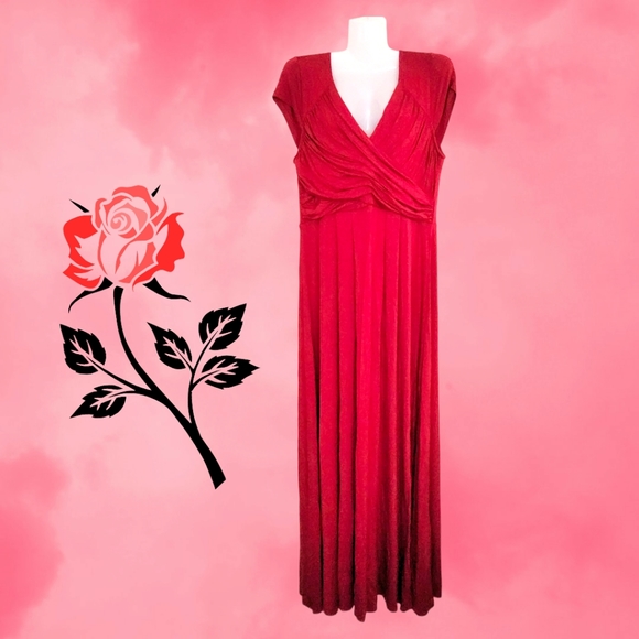 NWT!! Blue Illusion Designer Rouge Viscose Blend Women's Cap Sleeve Maxi Dress!! - Picture 3 of 11